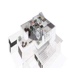 Ground floor: Terrace, livingroom, kitchen, bathroom